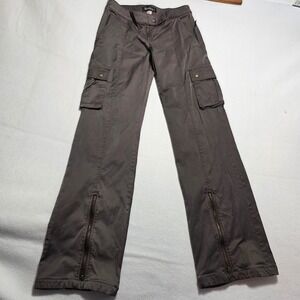 Bobby J Women Brown Cargo Pants Low Rise Zip Flare Y2K Utility‎ Size 3 B51521